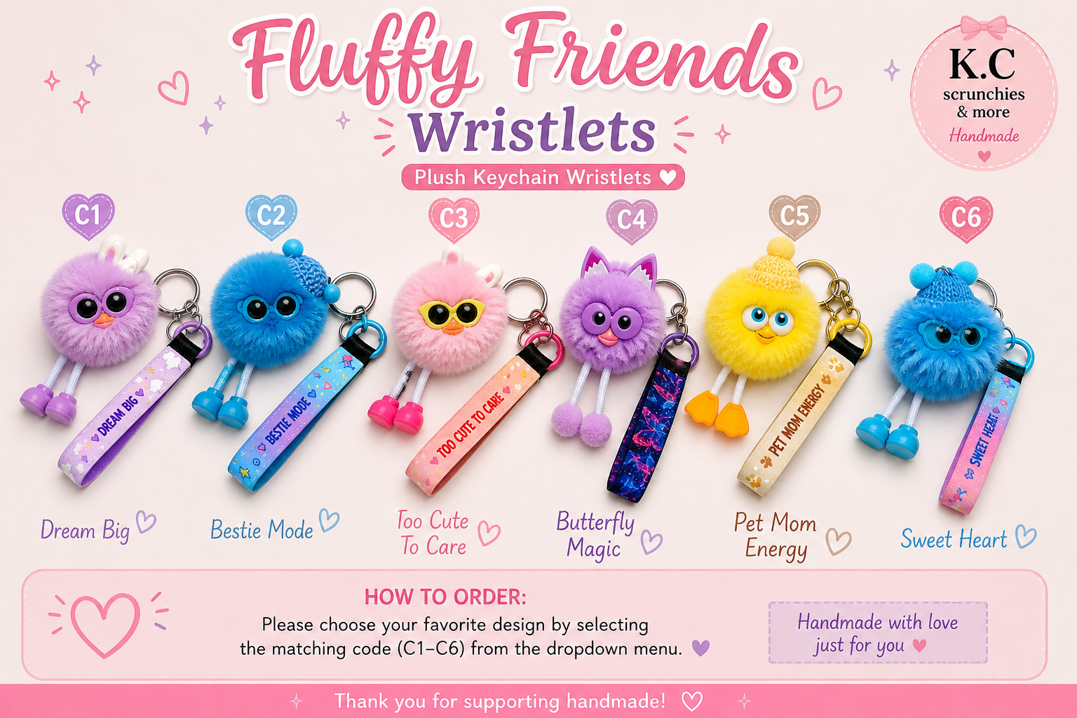 "Dream Big" Plush Buddy Wristlet Keychain