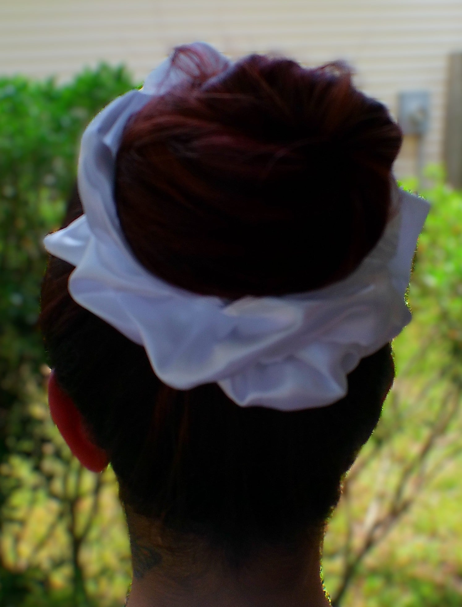 Snow Large Satin Scrunchie Oversized White Hair Tie Handmade Luxury Ponytail Holder Soft Hair Accessory