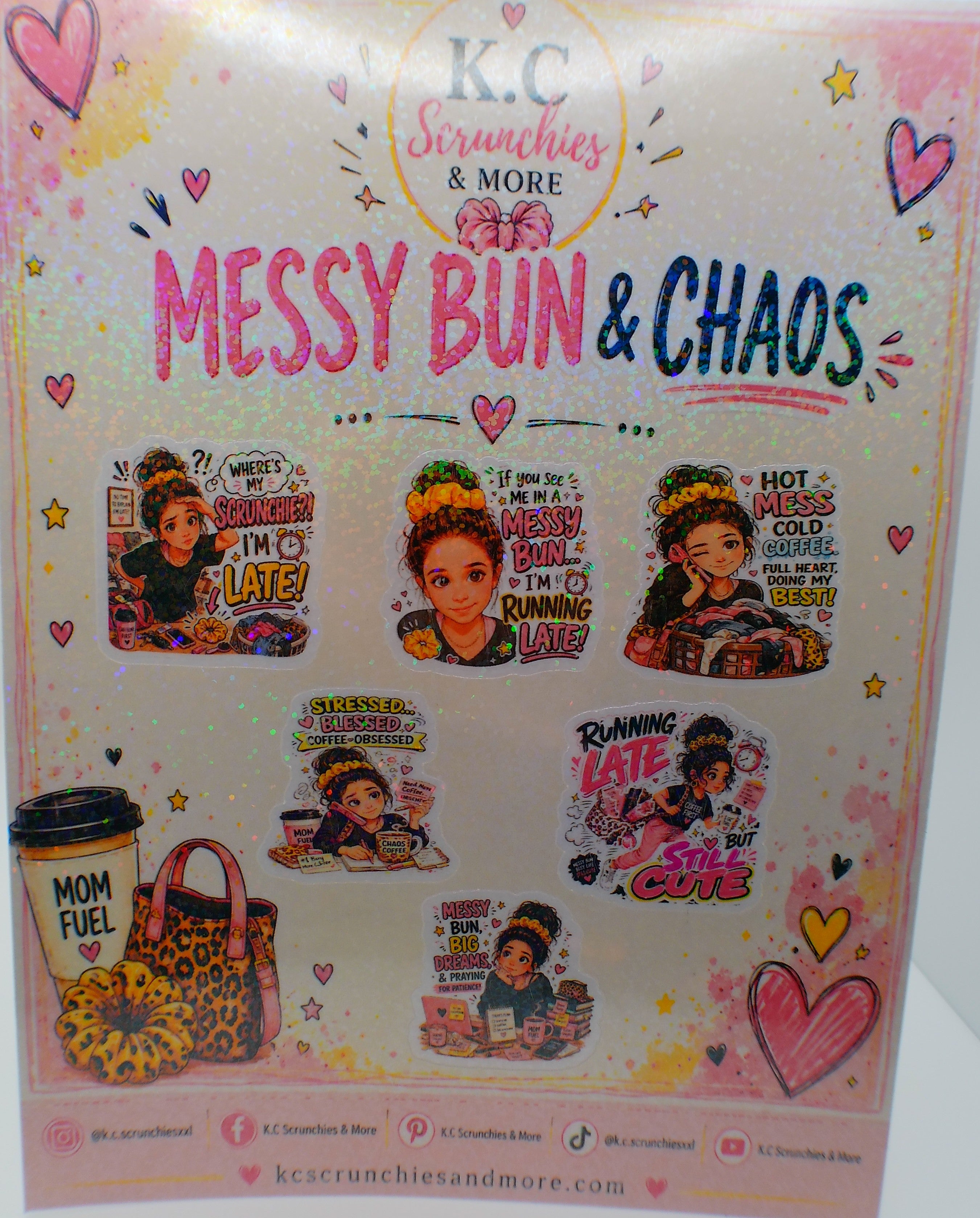 Messy Bun & Chaos Holographic Sticker Sheet