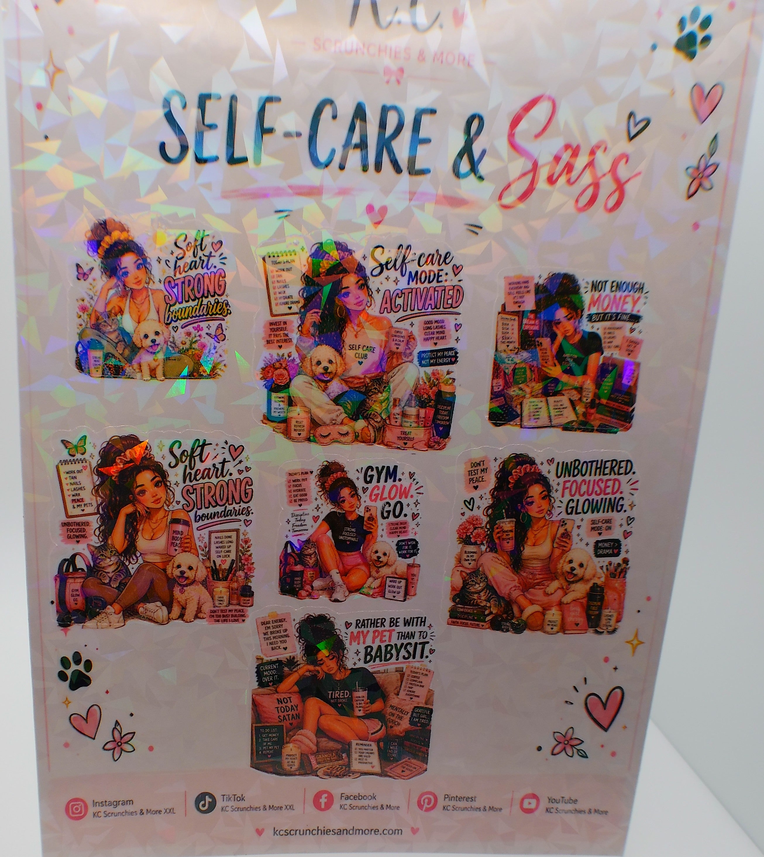 Self-Care & Sass Holographic Sticker Sheet