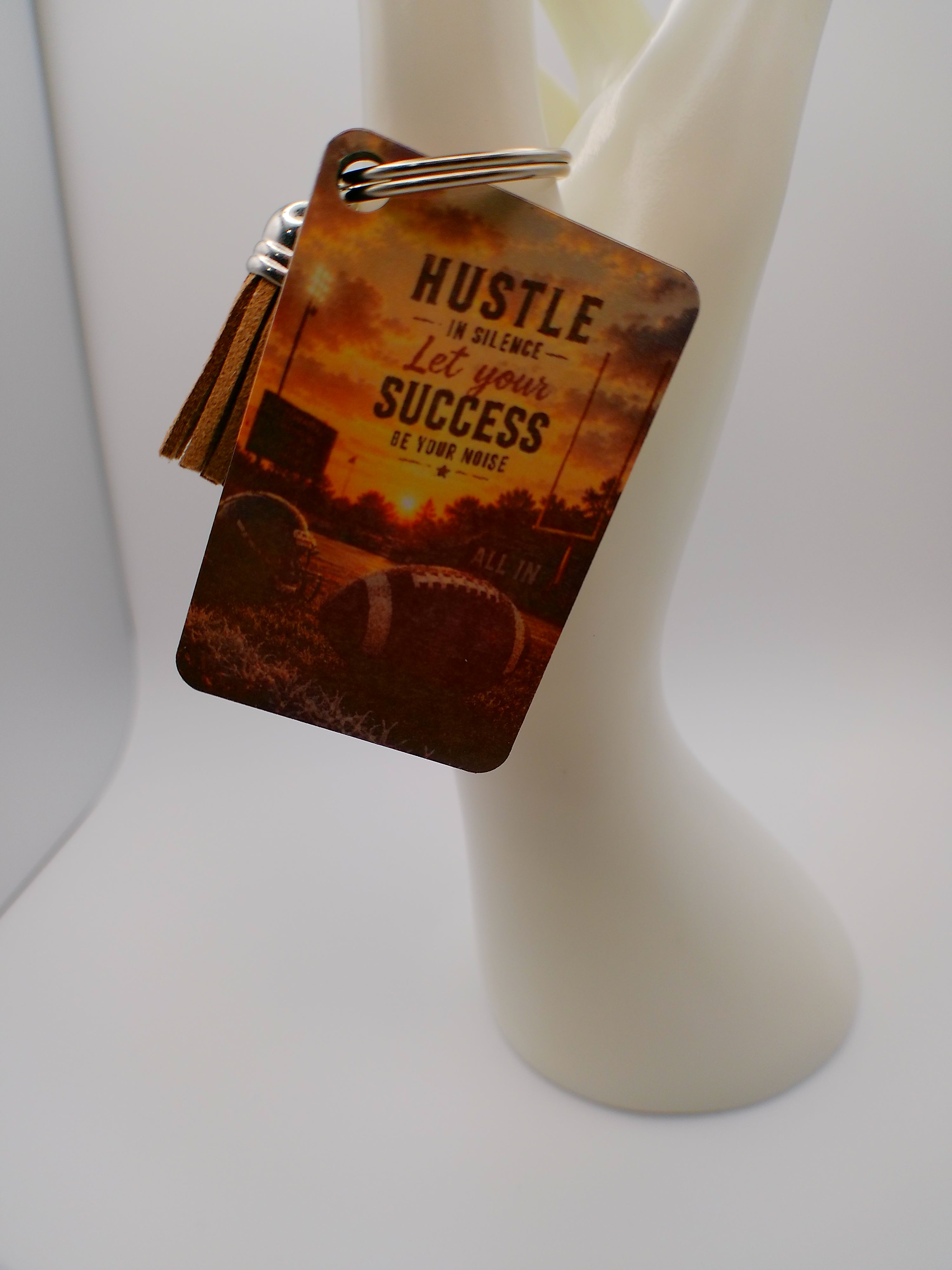 Hustle in Silence – MDF Sublimation Keychain