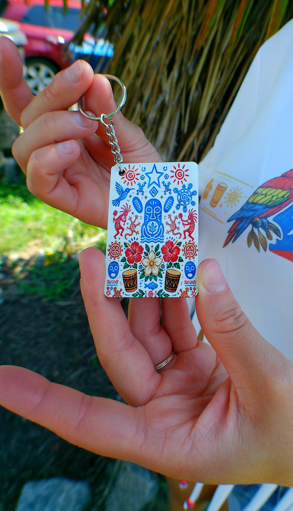 Pan y Café Puerto Rico Boricua keychain - bread and coffee design with Puerto Rican pride