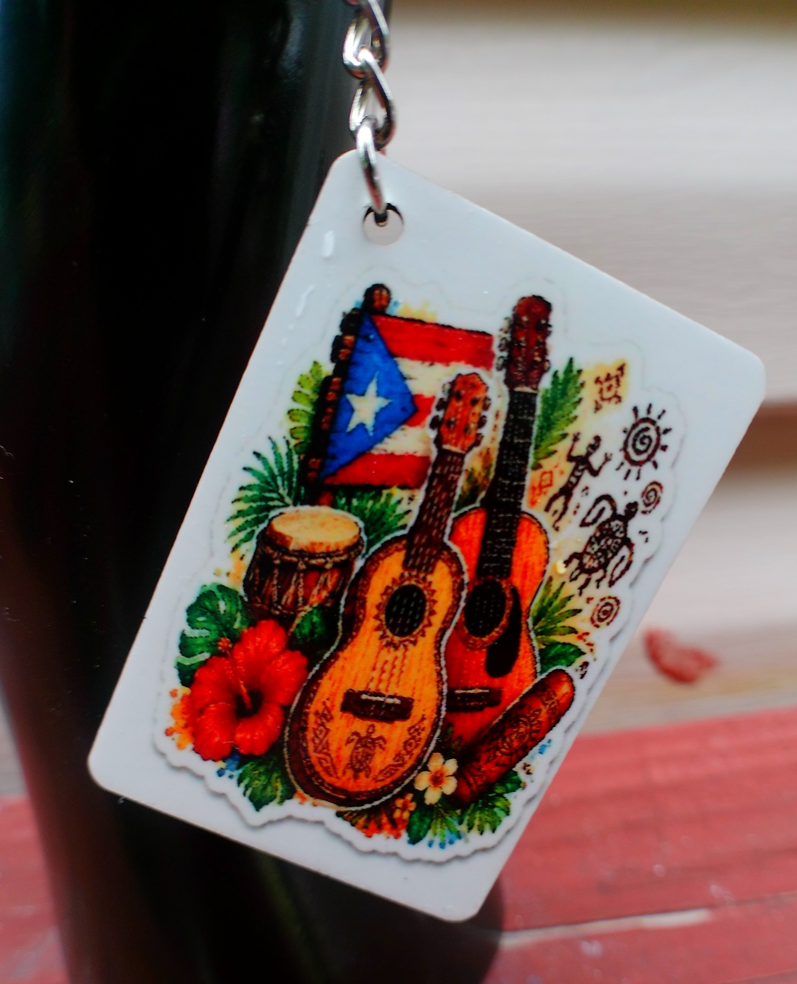 Taíno Sun Boricua keychain - indigenous Taino sun face design
