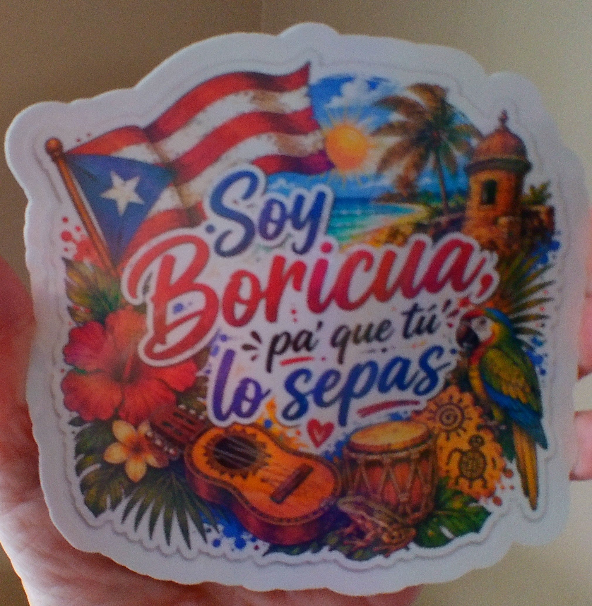 Large Boricua Holographic Stickers