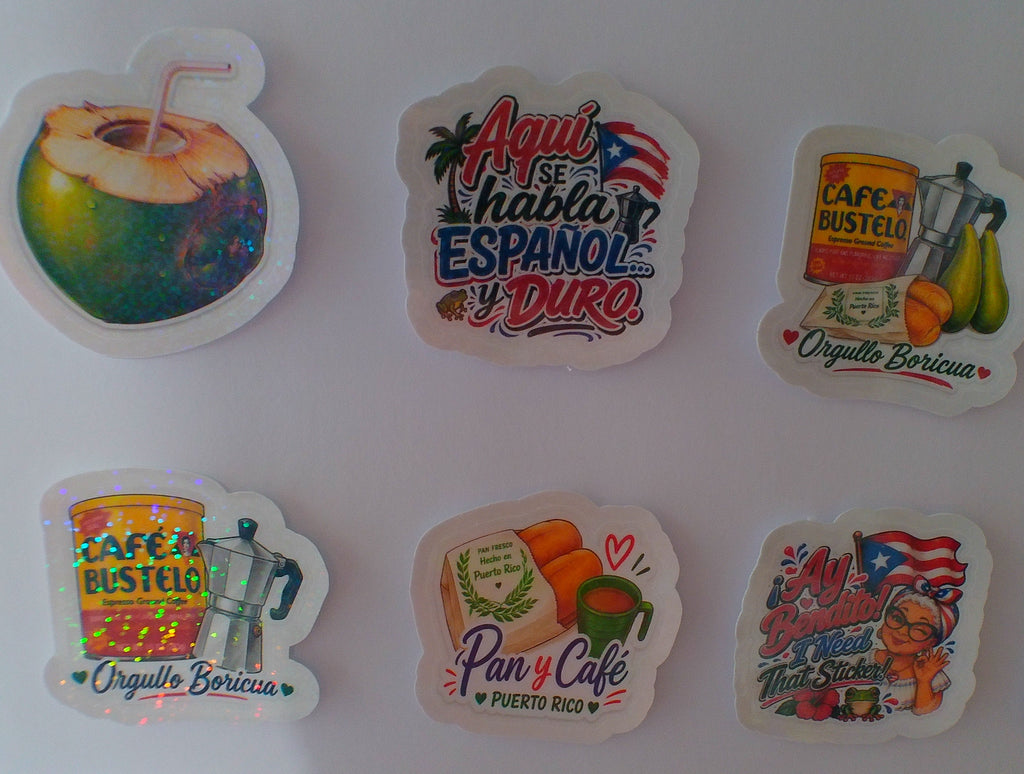 Medium Boricua holographic stickers - close up detail shot