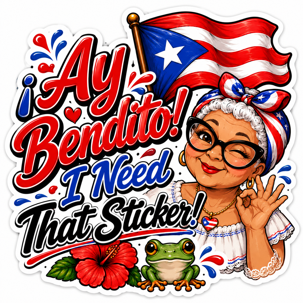 Medium Boricua Holographic Stickers