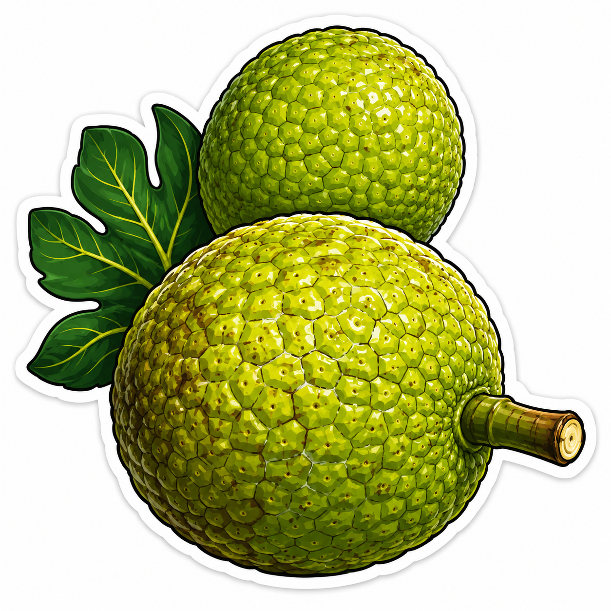 Pana Breadfruit sticker - vibrant breadfruit illustration with tropical leaves